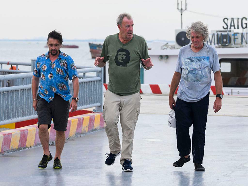 (L-R) Richard Hammond, Jeremy Clarkson, and James May, of Amazon Prime Video’s ‘The Grand Tour Presents: Seamen,’ which premieres on Friday, Dec. 13, 2019.