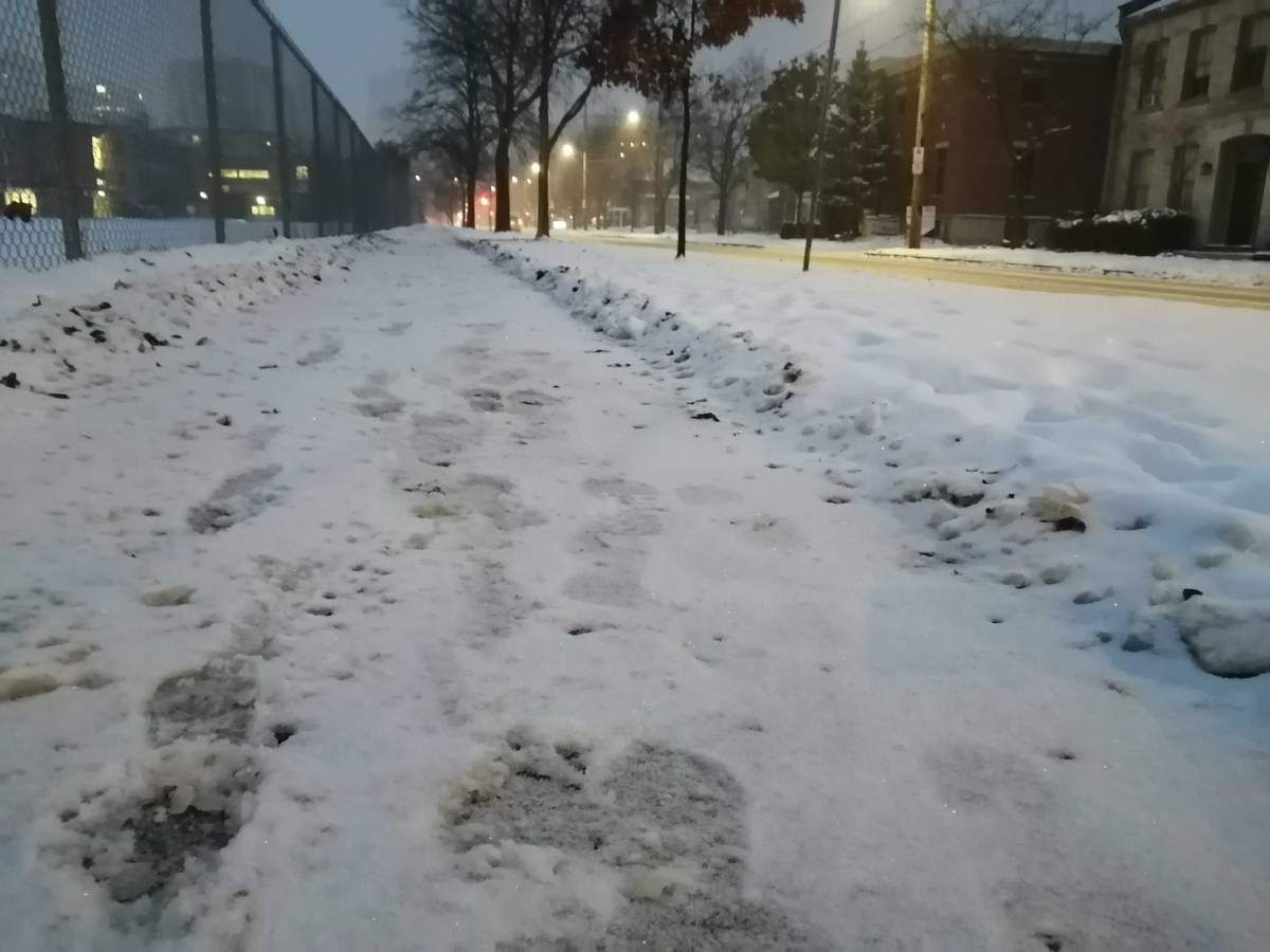 Footsteps in the snow on Queens Avenue in London, Ont. November 14, 2019.