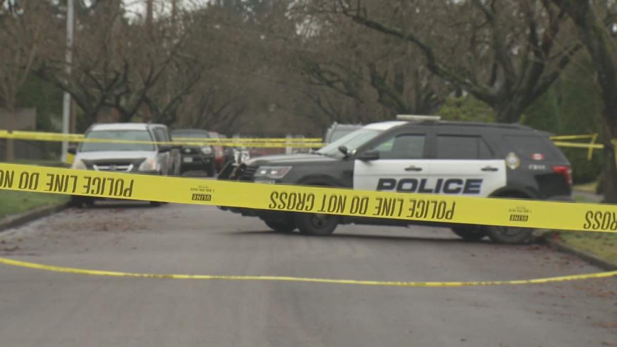 Police investigate a shots fired call in New Westminster.