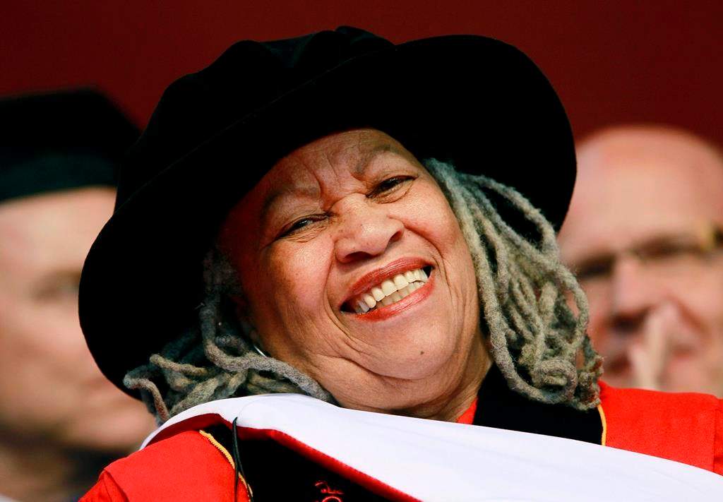 In this May 15, 2011 file photo, Pulitzer and Nobel Prize-winning author Toni Morrison smiles after delivering a speech during the Rutgers University commencement ceremony in Piscataway, N.J. (AP Photo/Julio Cortez, File)