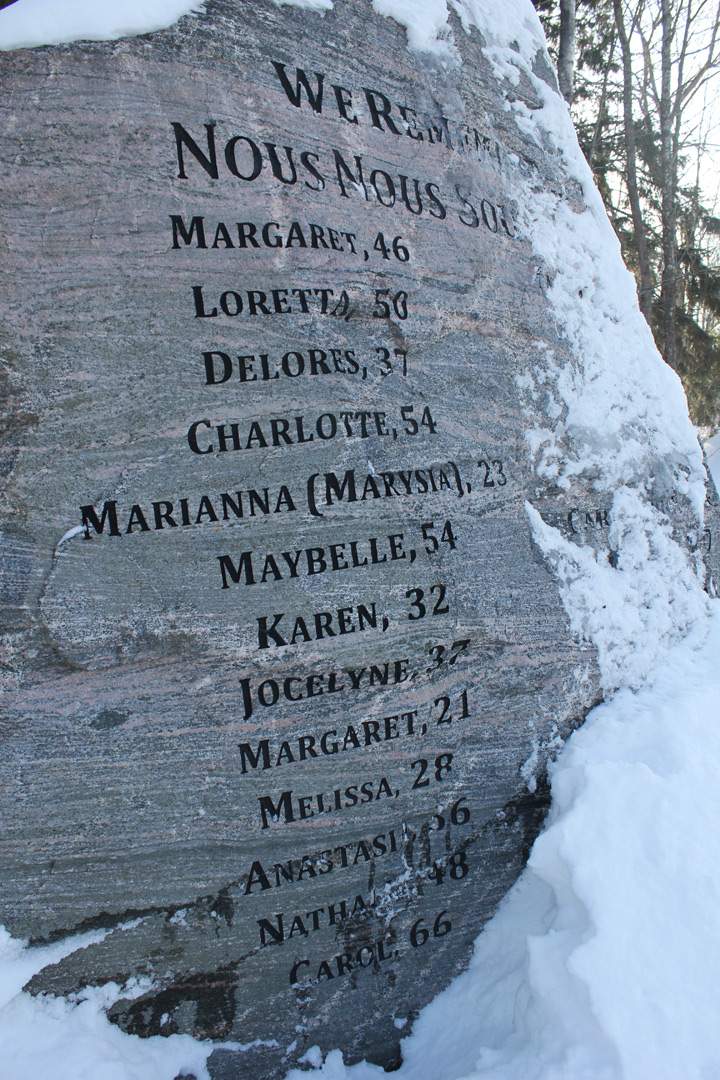 Part of a monument to women killed in Renfrew County, Ontario, photographed in 2016.