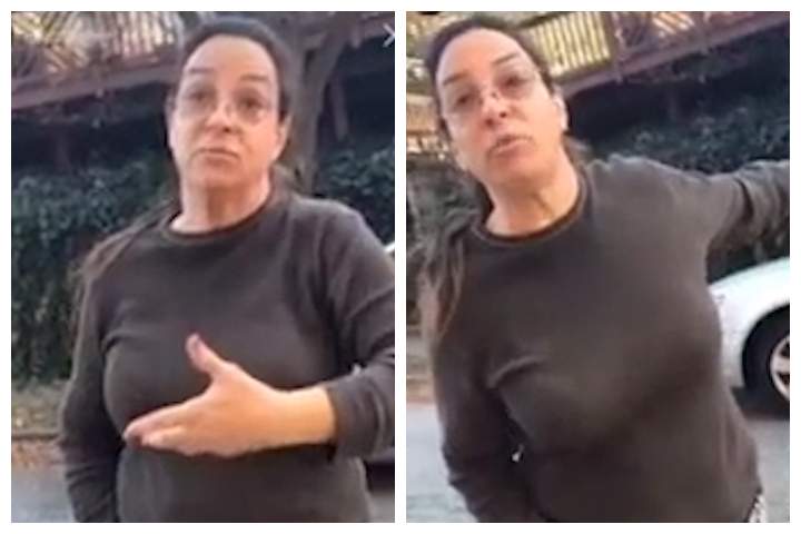 A woman confronted a Black delivery man who was dropping off packages in her neighbourhood in this still image from video on Nov. 26, 2019.