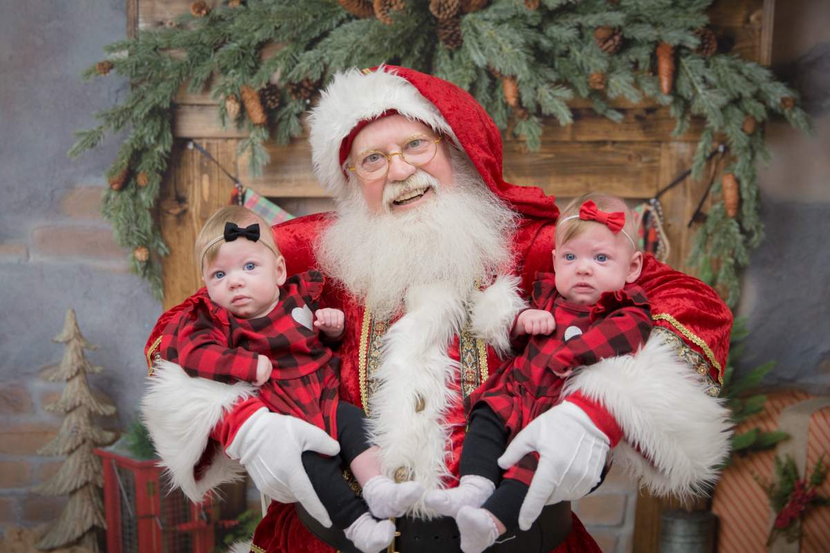 Santa with Nora and Georgia.