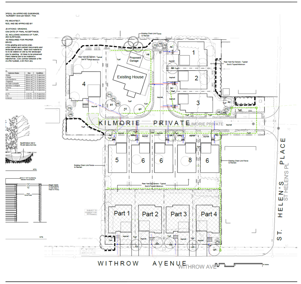 A landscape plan for a proposed new subdivision at 21 Withrow Ave. in Nepean. The City of Ottawa’s planning committee approved the application on Thursday, Nov. 14, 2019.