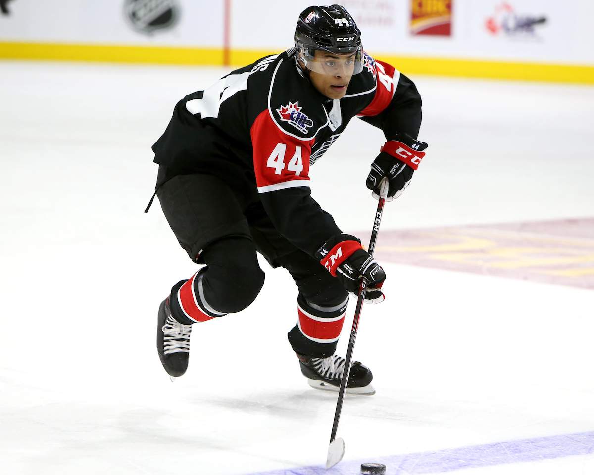 L.A. Kings prospect and Niagara IceDogs captain Akil Thomas suiting up for Team OHL. Photo by Luke Durda/OHL Images