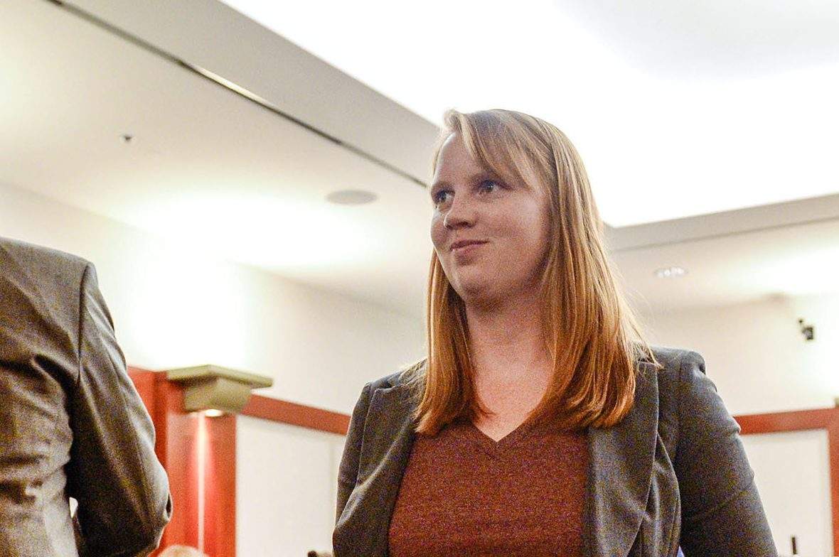 Tilli Buchanan smiles as she leaves Judge Kara Pettit's Third District Courtroom, Tuesday, Nov. 19, 2019, in Salt Lake City, Utah. 