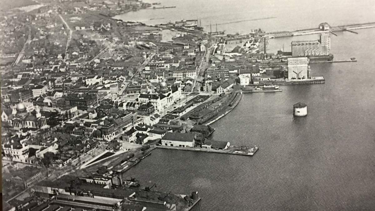 Black and white aerial photographs taken in 1919 part of a Remembrance Day fund raiser - image