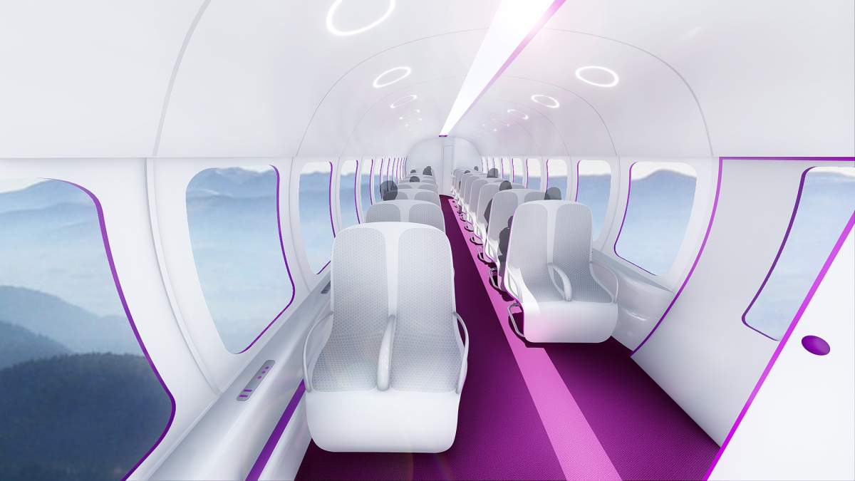 Renderings of TransPod’s high-speed hyperloop transportation system.