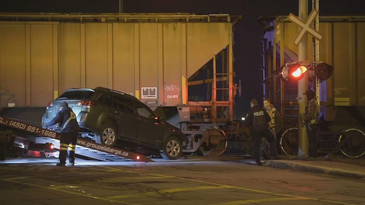CN police are investigating following a collision involving a train and a vehicle in Longueuil on Thursday, Nov. 7, 2019.