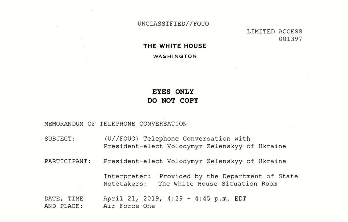 White House releases record of Trump-Zelenskiy phone call - image