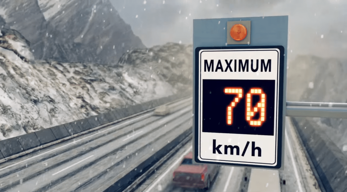 An illustration of variable speed limit signs. 