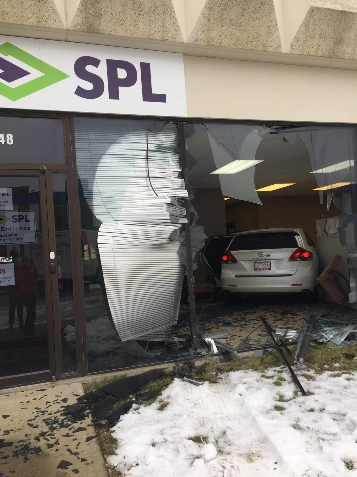 A vehicle crashed into AVI-SPL Canada at 10548 106 Street in downtown Edmonton on Nov. 14, 2019.