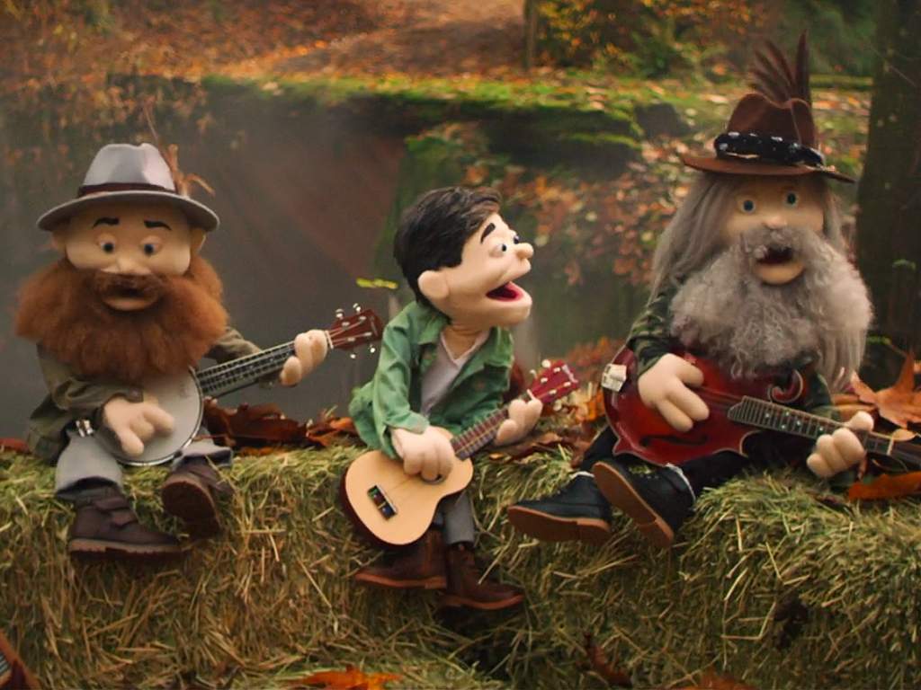 The Washboard Union as puppets: left to right, Chris “Dunner” Duncombe, Aaron Grain and David Roberts.