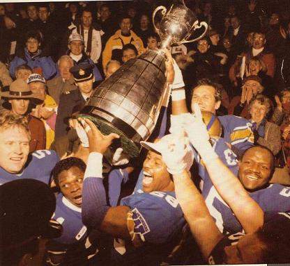 The Winnipeg Blue Bombers took home the Grey Cup in 1988, but haven’t won since 1990.