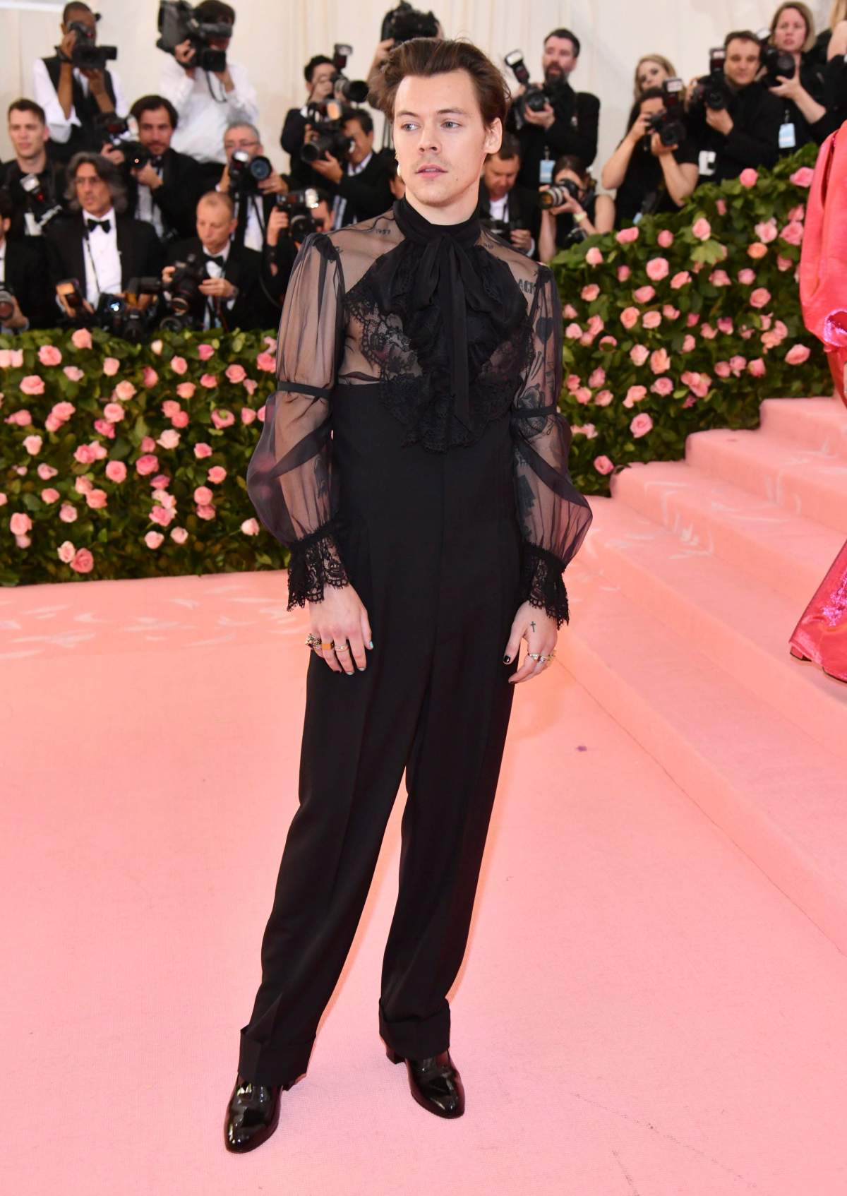 Harry Styles attended the Metropolitan Museum of Art’s Costume Institute benefit gala on May 6, 2019 in New York.