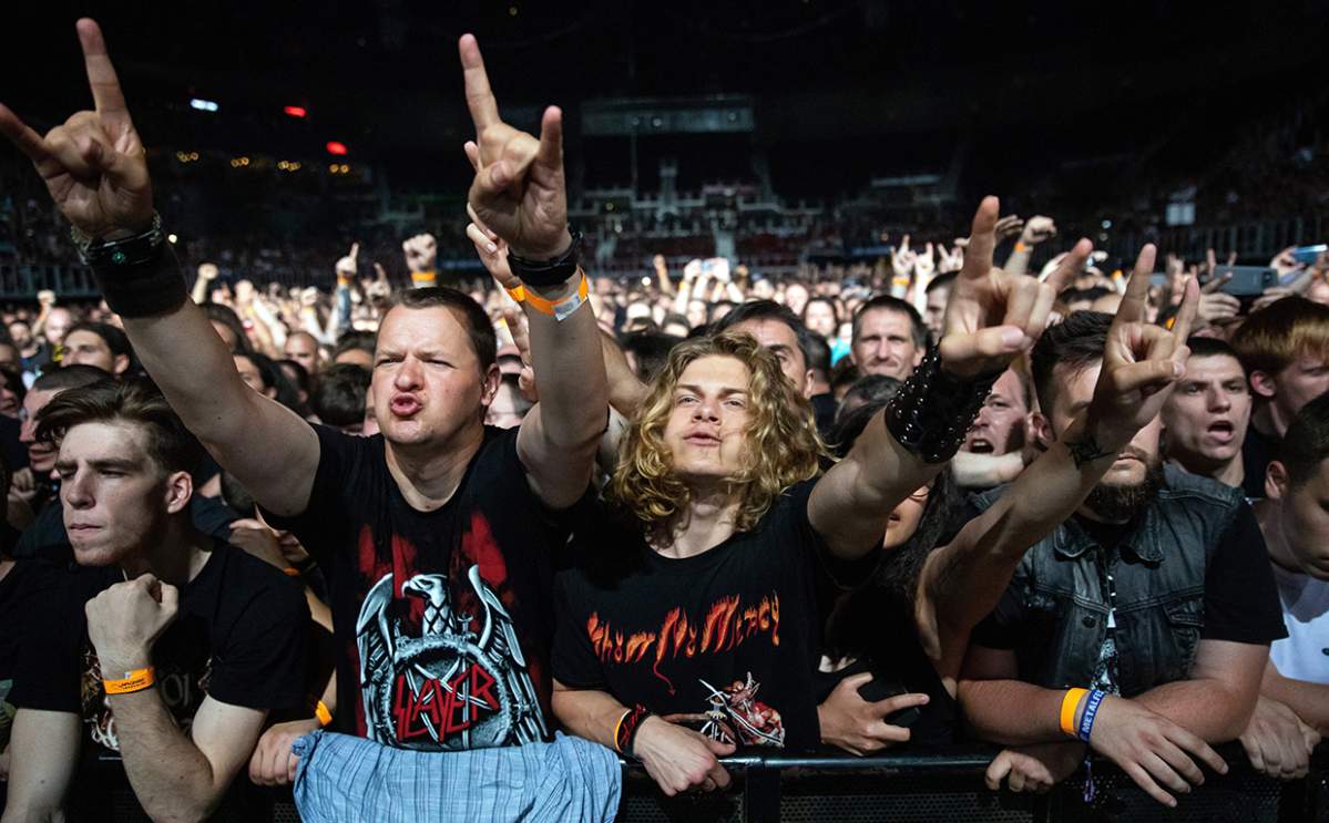 Fans during the Slayer concert at the Papp Laszlo Budapest Sports Arena in Budapest, Hungary, on June 11, 2019.