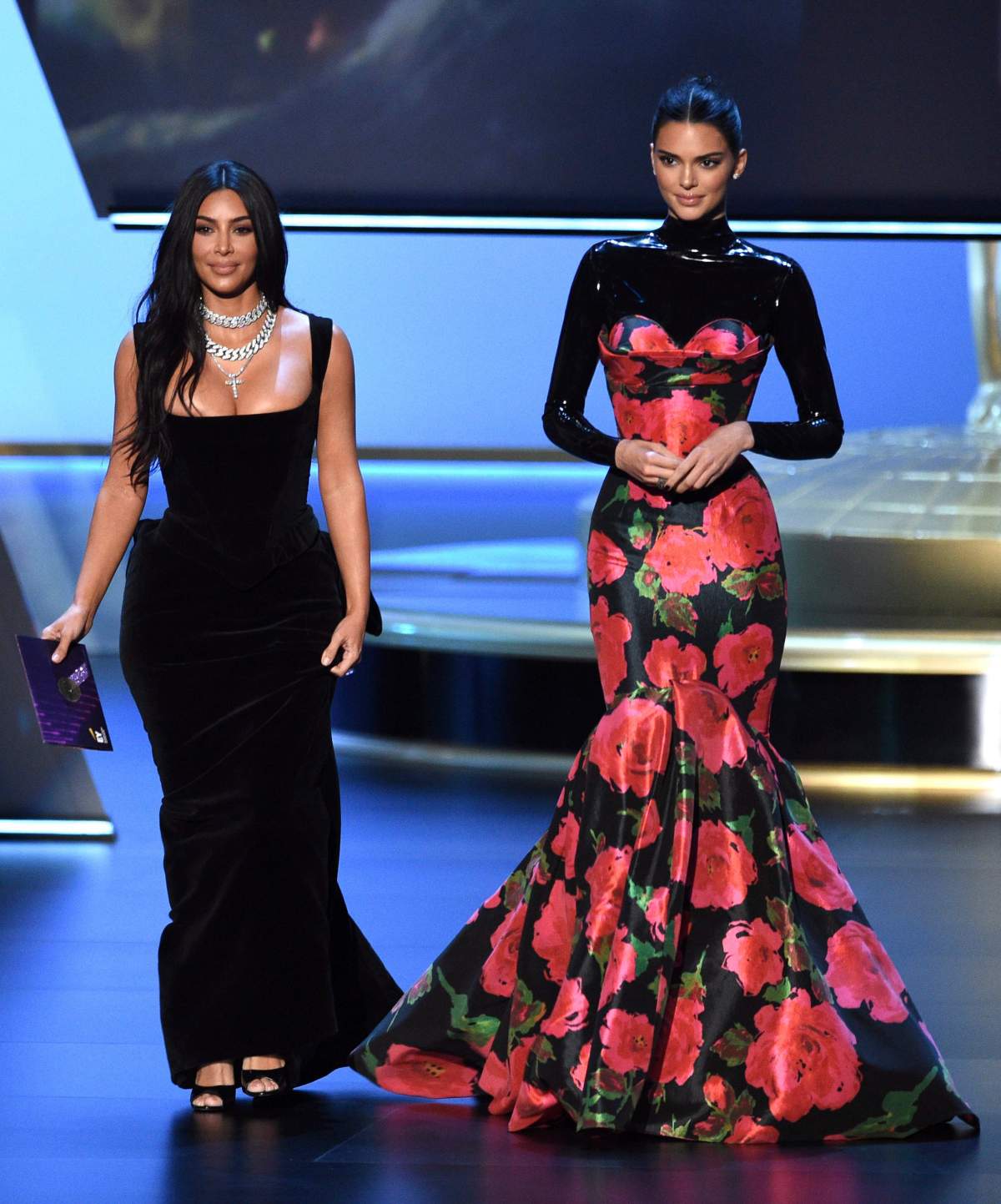 Kim Kardashian West and Kendall Jenner presented the award for outstanding competition program at the 71st Primetime Emmy Awards on Sept. 22, 2019, at the Microsoft Theater in Los Angeles.
