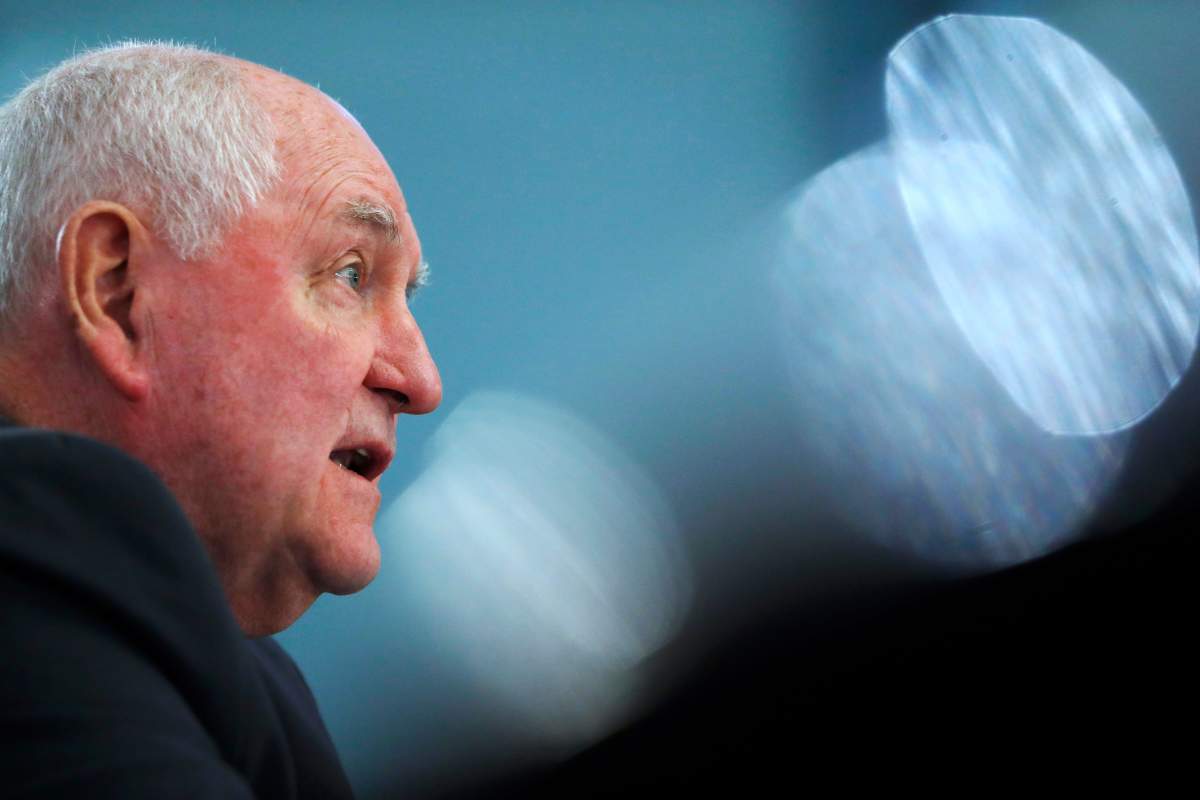 In this Feb. 27, 2019 file photo, Agriculture Secretary Sonny Perdue testifies during a House Agriculture Committee hearing, on Capitol Hill in Washington.