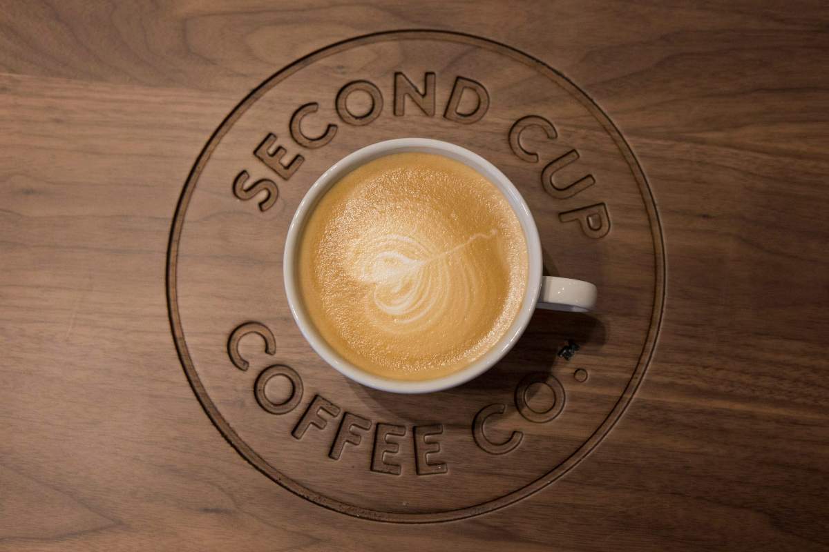 A detail shot of a flat white coffee at a Second Cup Coffee outlet in Toronto on Thursday, December 4, 2014. The Second Cup Ltd. says it has agreed to buy Ottawa-base Bridgehead Coffee in a $9.5 million deal.