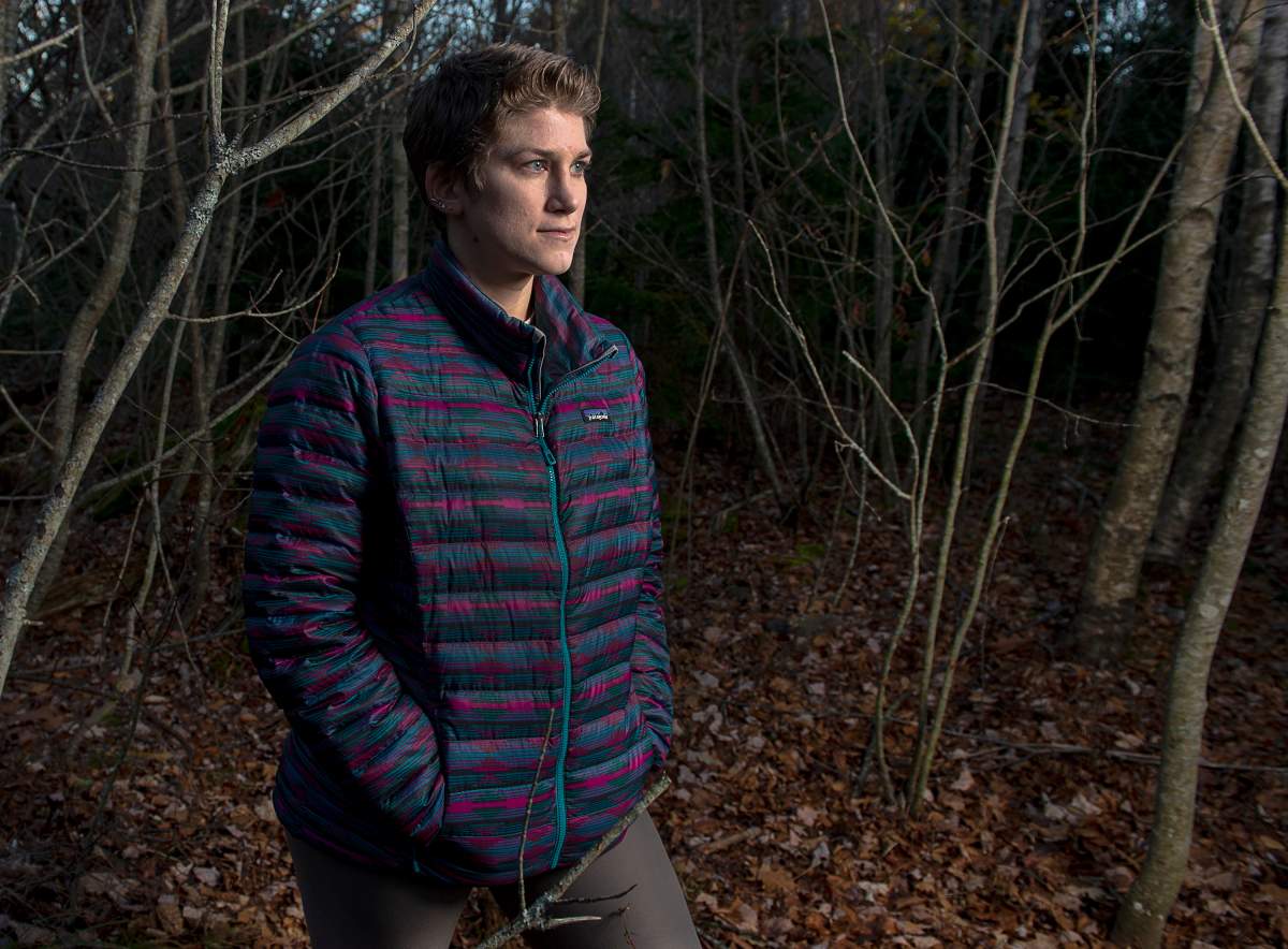 Kirby Morrill poses for a photo at Point Pleasant Park in Halifax on Tuesday, Nov. 26, 2019. Kirby Morrill has loved sports since she was a young girl. At the University of New Brunswick, she was a rugby star, celebrated for her "off-the-charts" tackling. But for close to a decade she had dreamed of another physical achievement — hiking the 3,500-kilometre Appalachian Trail. 