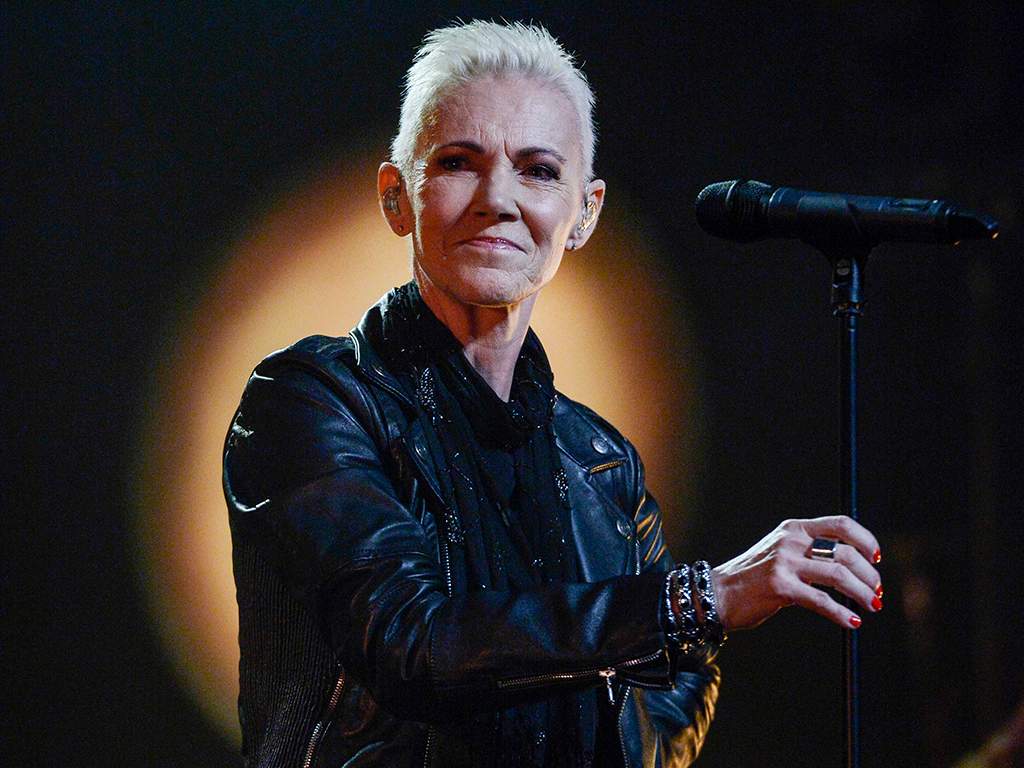 Swedish pop singer-songwriter Marie Fredriksson, best known as a member of pop-rock duo Roxette, performs with her band during a concert at Cirkus in Stockholm, Sweden.