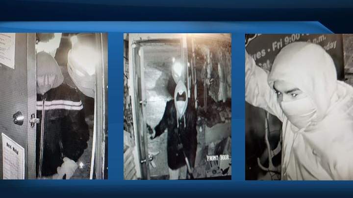 After several guns were stolen from a sporting goods store in Bashaw, Alta., over the weekend, RCMP released photos of some of the suspects and a suspect vehicle in an attempt to trigger tips from the public about who was responsible.