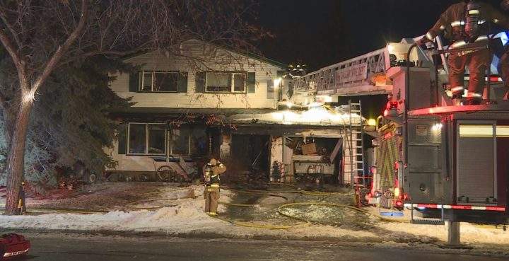 Firefighters responded to a blaze in the southeast Calgary neighbourhood of Deer Ridge on Wednesday, Dec. 18, 2019.