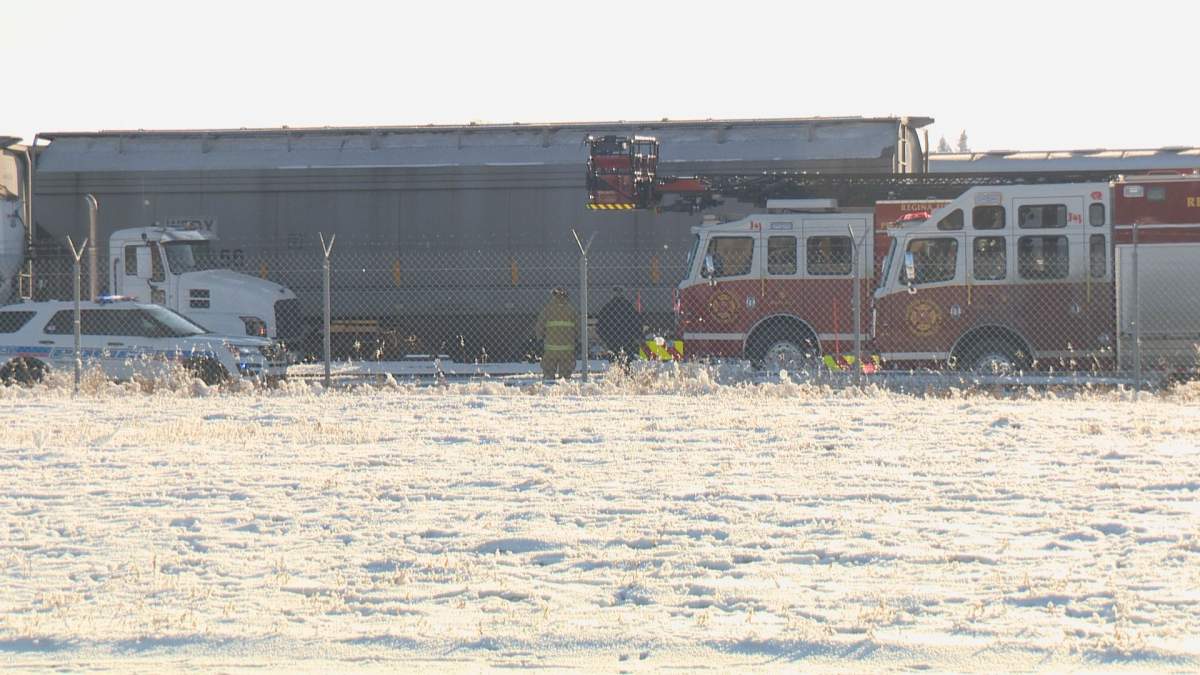 Firefighters extracted a man from a grain auger at the CN rail yard in Regina Monday afternoon.