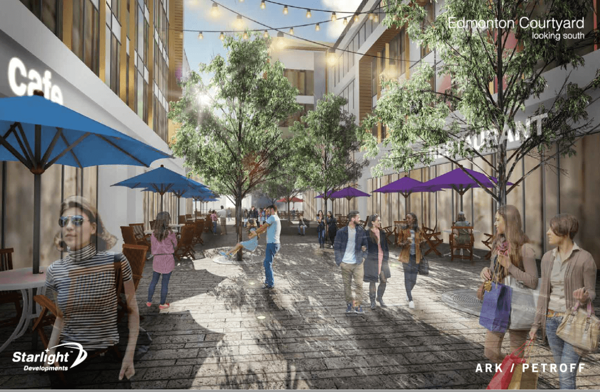 The courtyard at Edmonton Street for the proposed new development at Portage Place.