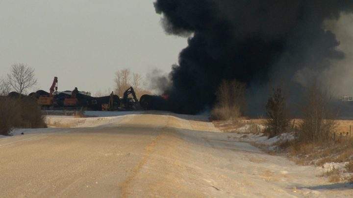TSB investigators at site of fiery Saskatchewan CP train derailment