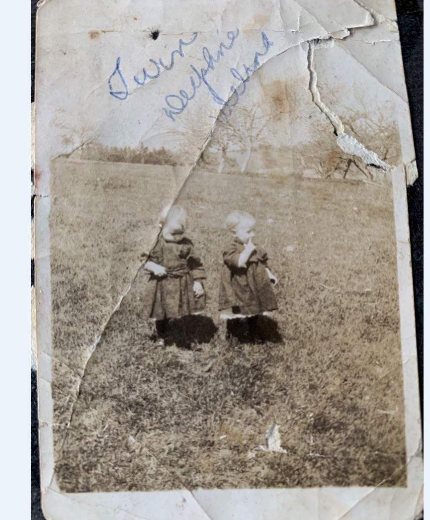 Identical twins Delphine LeBlanc and Delina Comeau, aged one.