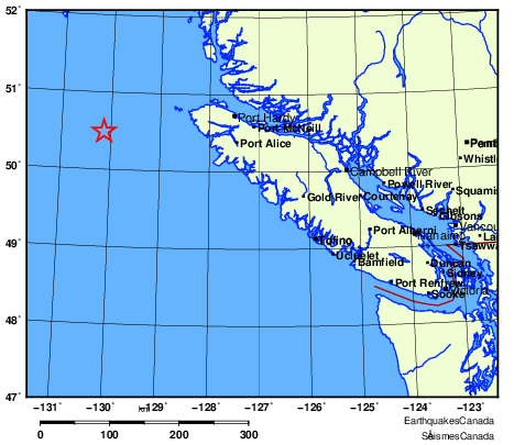 An earthquake struck off the BC coast Christmas Eve, according to Earthquakes Canada, making it the seventh quake in two days in the region.