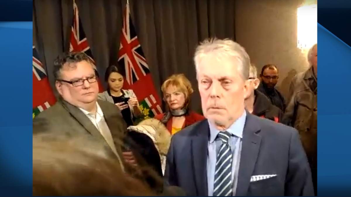 Mayor Fred Eisenberger and Councillor Brad Clark at the Sheraton in Downtown Hamilton after Ontario cancelled the city's LRT project.