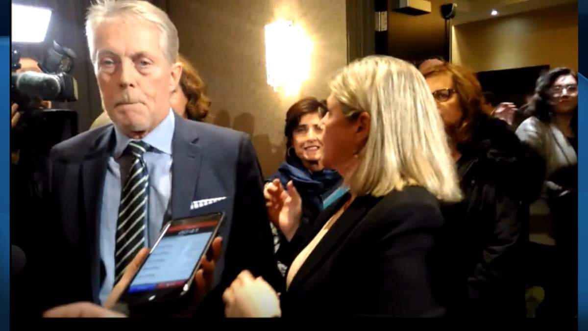 Mayor Fred Eisenberger and Ontario NDP leader Andrea Horwath at the downtown Sheraton after the province told them Hamilton’s LRT project was cancelled.