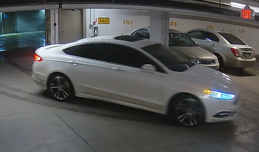 Police are looking for a white Ford Fusion that dropped two shooting victims off at a hospital following an early morning shooting on Dec. 30, 2019.