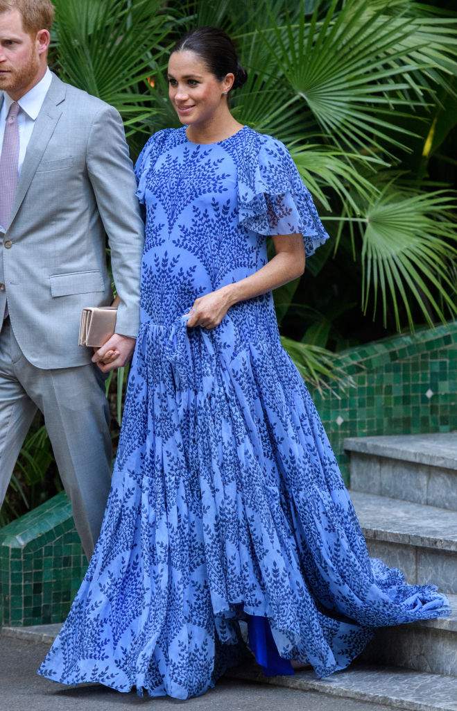 Meghan, Duchess of Sussex visits King Mohammed VI of Morocco, during an audience at his residence on Feb. 25, 2019 in Rabat, Morocco. Photo by Pool/Samir Hussein/WireImage