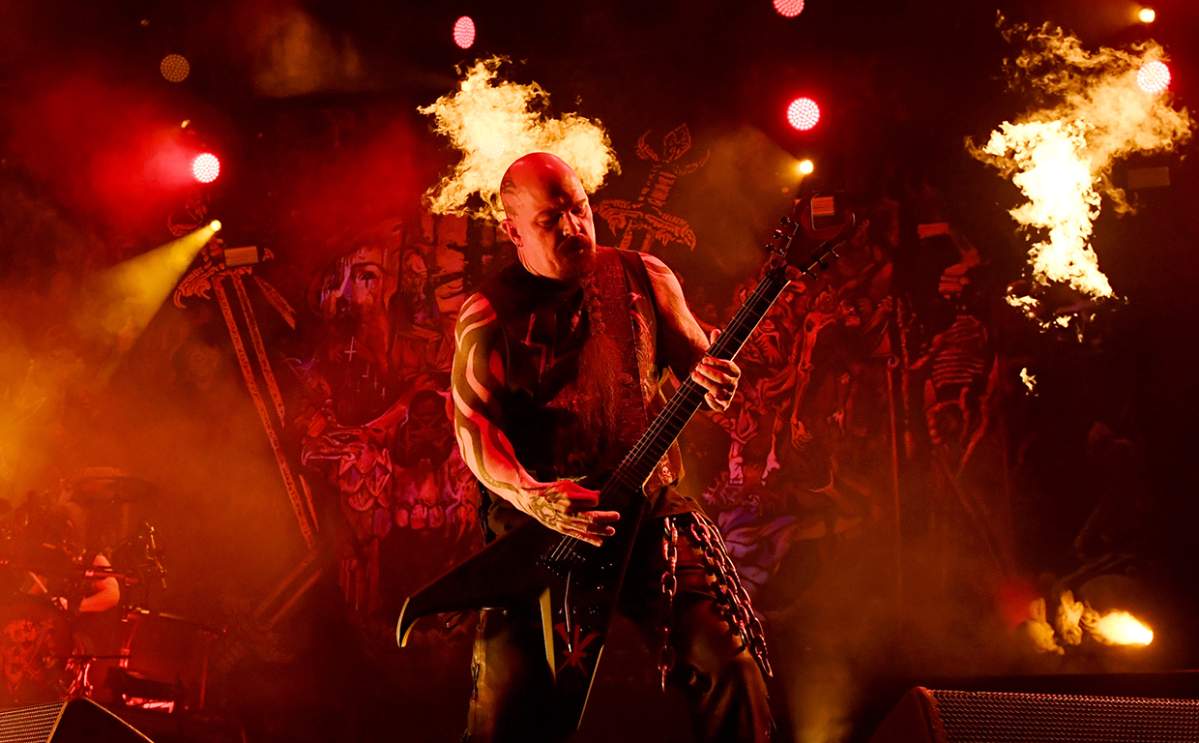 Kerry King of Slayer performs during a stop of the band's final world tour at MGM Grand Garden Arena on Nov. 27, 2019 in Las Vegas, Nev.