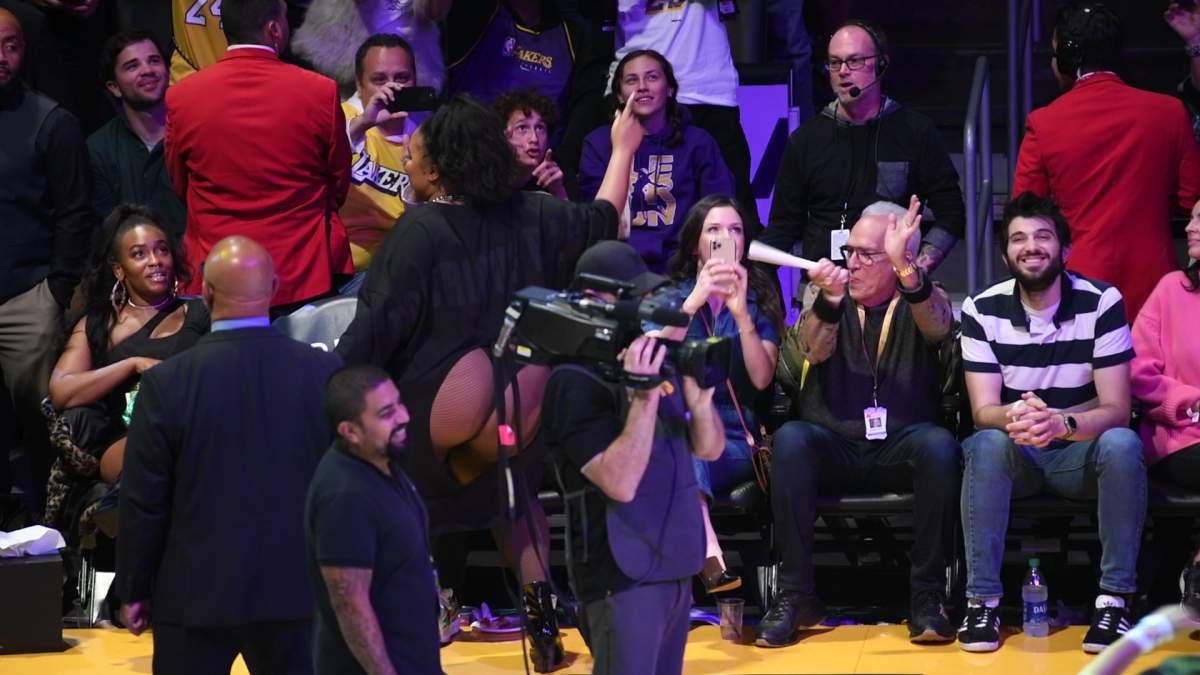 Singer Lizzo dances during a timeout of a basketball game between the Los Angeles Lakers and the Minnesota Timberwolves at Staples Center on December 8, 2019 in Los Angeles. (Photo by Allen Berezovsky/Getty Images)