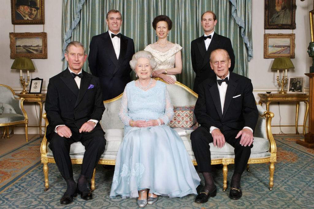Britain’s Queen Elizabeth II and Prince Philip are joined at Clarence House in London by Prince Charles, Prince Edward, Princess Anne and Prince Andrew on Nov. 18, 2007.