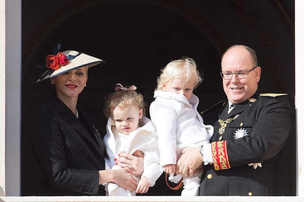 Princess Charlene and Prince Albert II greeted the crowd from the palace’s balcony with their children Princess Gabriella and Prince Jacques during the Monaco National Day Celebrations on Nov. 19, 2016.