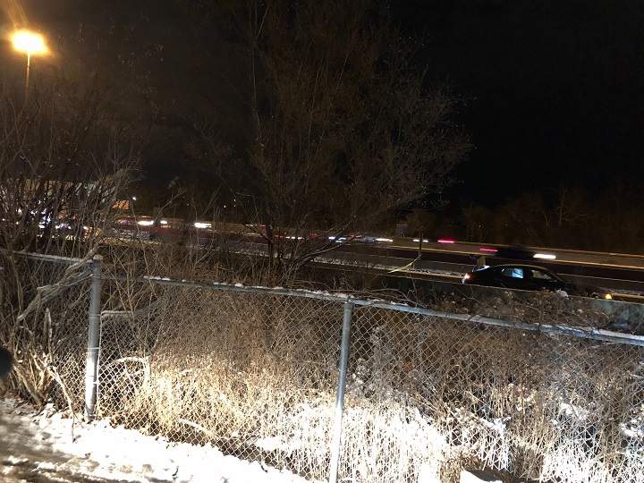 A photo from the scene at Highway 401 near Whites Road in Pickering.