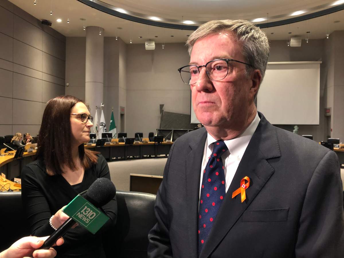 Ottawa Mayor Jim Watson speaks to reporters at city hall on Nov. 27, 2019.