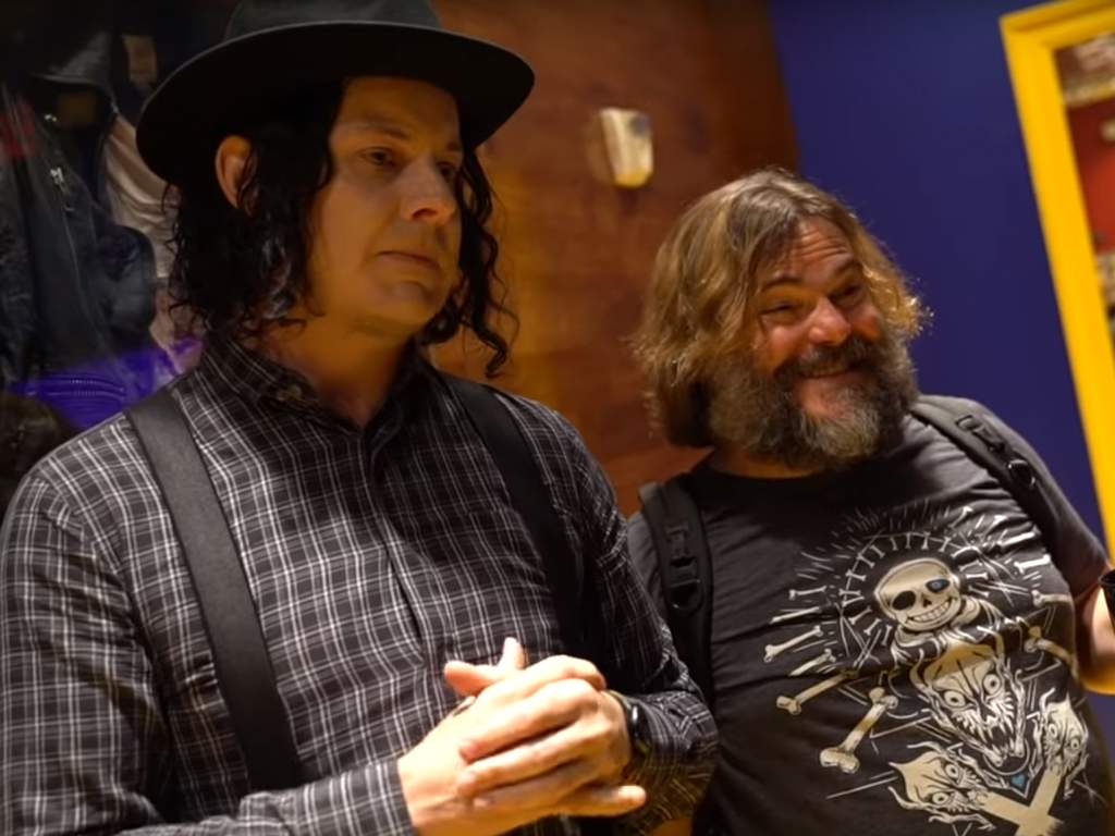 (L-R) Jack White and Jack Black at the Third Man Records headquarters in Nashville, Tenn. in Aug. 2019.