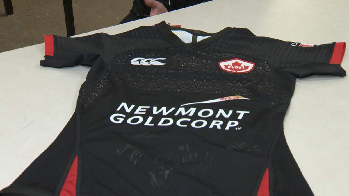 The Rugby Canada jersey presented to Raycroft to encourage her along her road to recovery and back to the sport she loves.