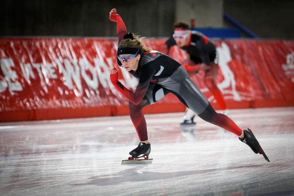 Speed skater Ivanie Blondin at the Olympic Oval in Calgary, Alta., Friday, Dec. 20, 2019.