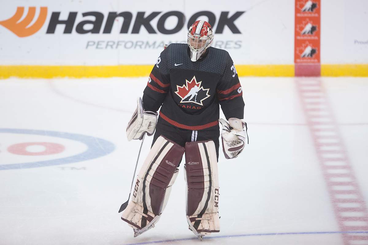 Hunter Jones playing with Canada at the 2016 World Under-17 Hockey Challenge.