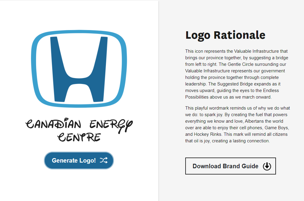 A screenshot from the Energy War Room Logo Generator.