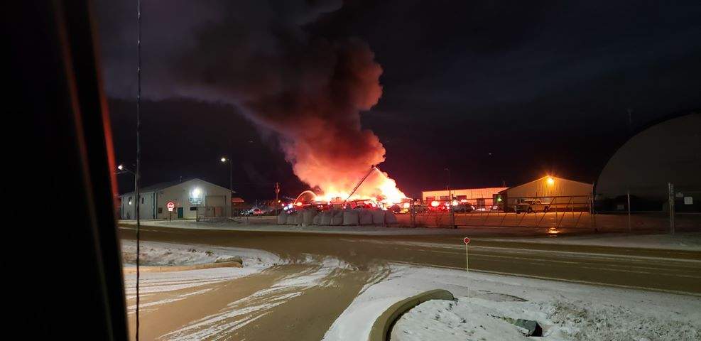 Fire crews were battling the flames overnight Monday, said Ponoka Fire Chief Dennis Jones.