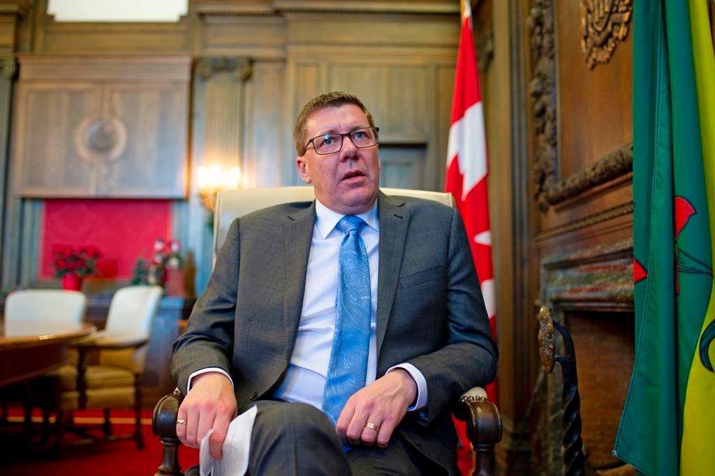 Saskatchewan Premier Scott Moe sits for a year end interview at the Legislative Building in Regina on Tuesday, Dec. 10, 2019. THE CANADIAN PRESS/Mark Taylor
