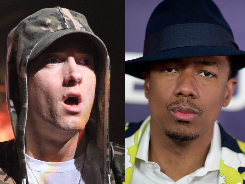(L-R) Eminem and Nick Cannon.
